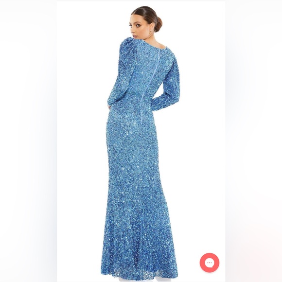 Puff shoulder sequined surplice gown - Picture 2 of 3